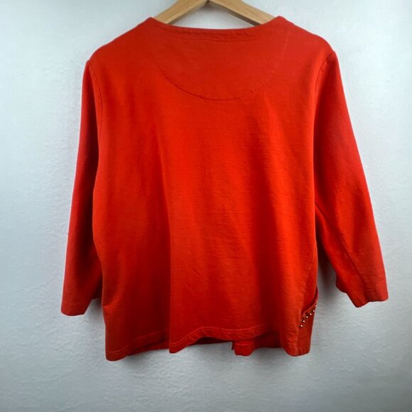 Onque Casuals Womens Orange Button Up Sweater Size XL Long Sleeve Beaded Pockets - Picture 4 of 15
